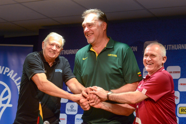 Baltijos šalių krepšinio federacijų vadovai: Jaakas Salumetsas, Arvydas Sabonis ir Valteris Voinas Baltijos šalių krepšinio federacijų vadovai: Jaakas Salumetsas, Arvydas Sabonis ir Valteris Voinas